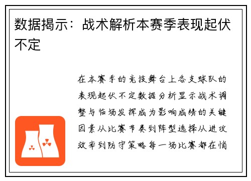 数据揭示：战术解析本赛季表现起伏不定